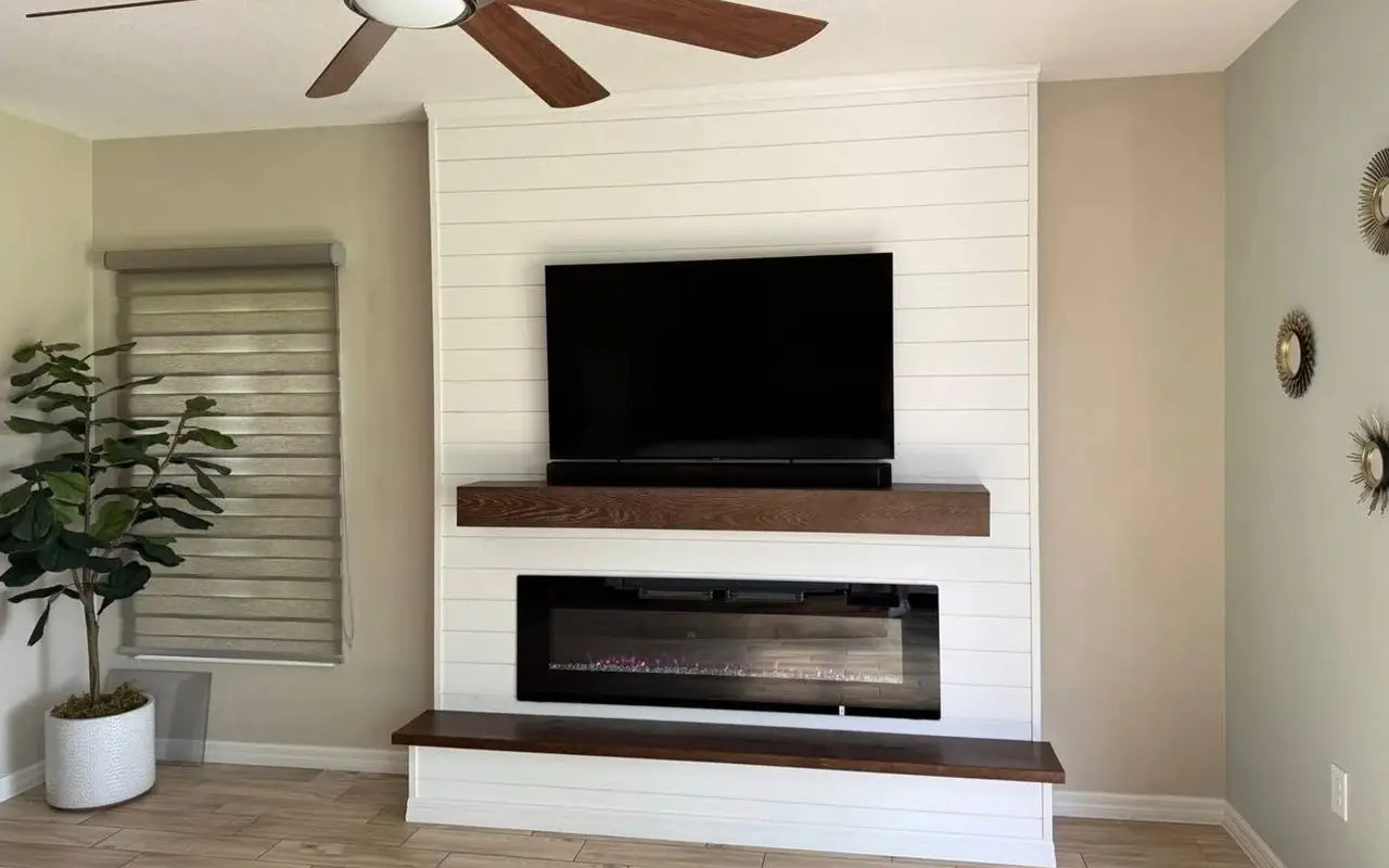 Shiplap Coastal Wall media wall design
